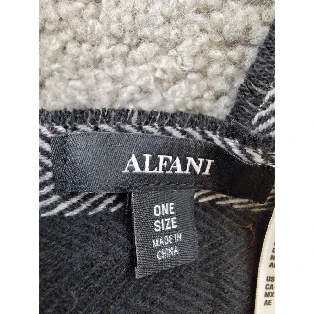 Alfani Herringbone Scarf Men’s One Size Black Contrast Border Detail